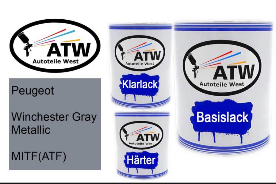 Peugeot, Winchester Gray Metallic, MITF(ATF): 1L Lackdose + 1L Klarlack + 500ml Härter - Set, von ATW Autoteile West.